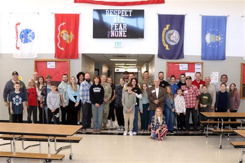 Veterans and students enjoy the EMS NJHS Veterans Day luncheon 